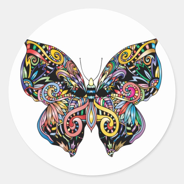 Adesivo Redondo Bela borboleta ilustrada (Frente)