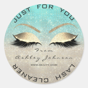 Adesivo Redondo Bela Branca Salão Brilhante Azul Lash Cleaner