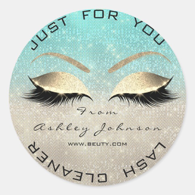 Adesivo Redondo Bela Branca Salão Brilhante Azul Lash Cleaner (Frente)