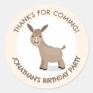 Adesivo Redondo Bela burra personalizada aniversário de desenho an