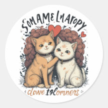 Bela Casal de Gato Todo Amor e Amizade Arte