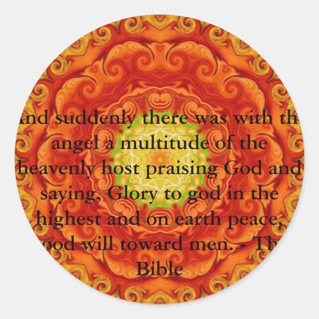 Adesivo Redondo Bela citação do Anjo Bíblico Inspirador (Frente)