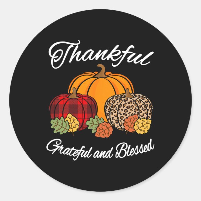 Adesivo Redondo Bela de Ação de Graças da Xadrez Leopard Pumpkin o (Frente)