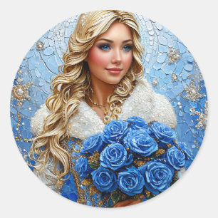 Adesivo Redondo Bela Donzela de Neve