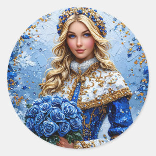 Adesivo Redondo Bela Donzela de Neve