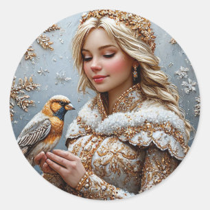 Adesivo Redondo Bela Donzela de Neve