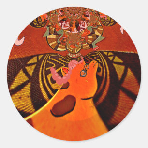 Adesivo Redondo Bela e incrível Girafa ama animais safari