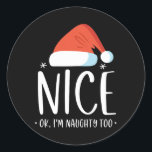 Adesivo Redondo Bela e maldita... sou malvada demais, Christma.<br><div class="desc">Bela e marota,  eu sou malvado,  Casais de Natal muito engraçados</div>