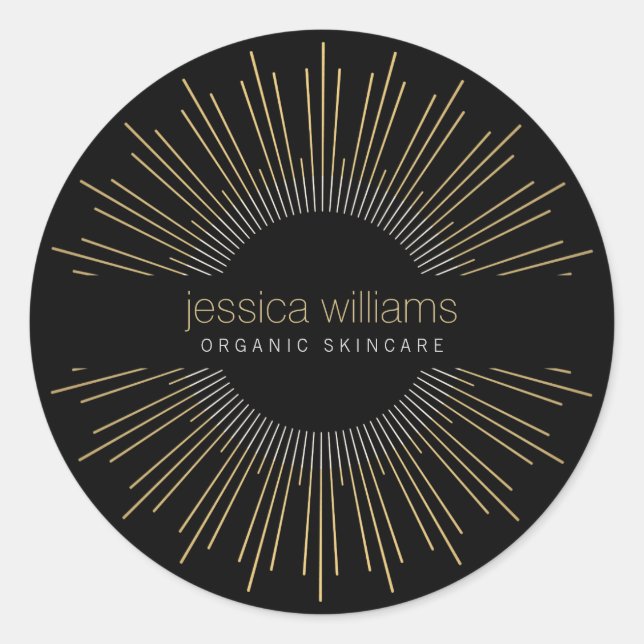 Adesivo Redondo Bela Elegante Dourada, Negro (Frente)