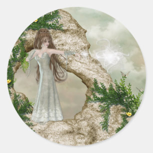 Adesivo Redondo Bela Elven Magic Fantasy Stickers