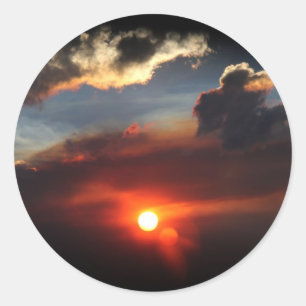 Adesivo Redondo bela foto de pôr do sol esfumaçado