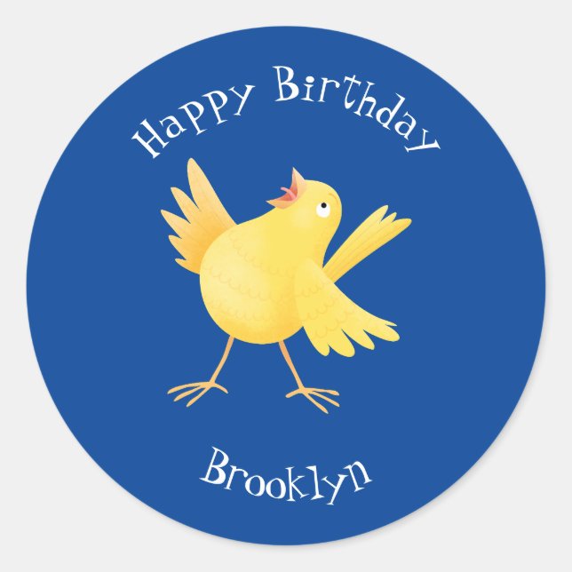 Adesivo Redondo Bela fotografia de pássaro canário amarelo cantand (Frente)