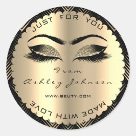 Adesivo Redondo Bela Glitter Sepia Dourada Lash Feita Com Amor