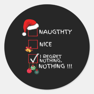 Adesivo Redondo Bela Lista Que Eu Não Lamento Nada De Homens Xmas 