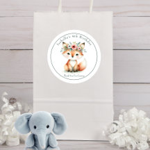 Bela Madeira Fox "Obrigado" Aniversário Favor