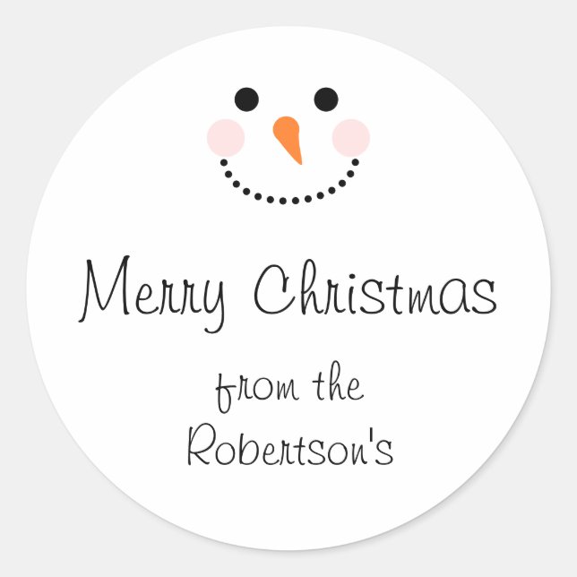 Adesivo Redondo Bela Neve Branca Envelope de Natal Feliz (Frente)