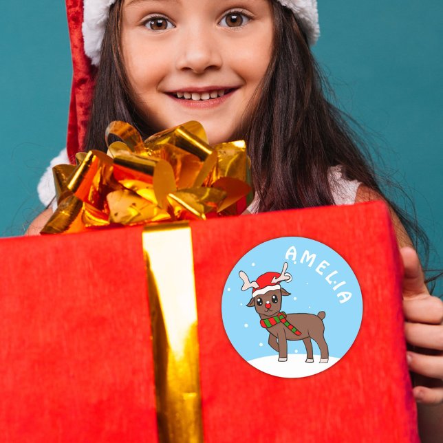 Adesivo Redondo Bela Neve Desenhando Neve Flocos de Natal (Criador carregado)