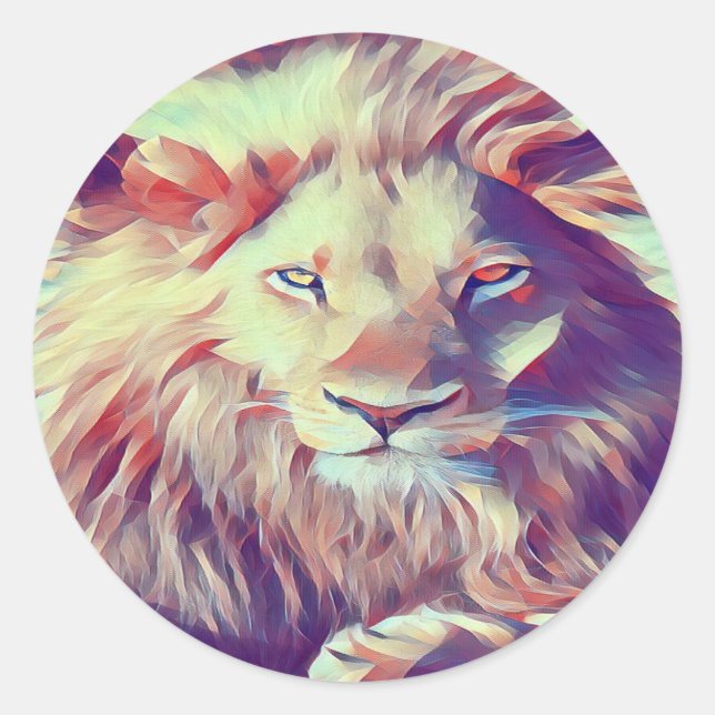 Adesivo Redondo Bela pose de leão (Frente)