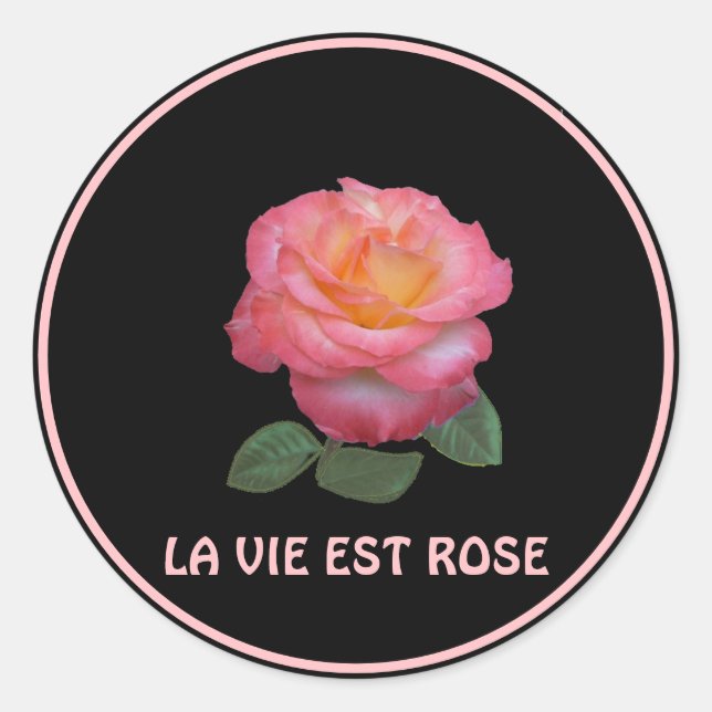 Adesivo Redondo Bela Rosa Rosa (Frente)