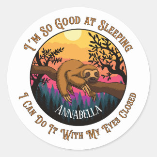 Adesivo Redondo Bela Sloth - Sou tão bom em dormir