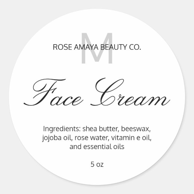 Adesivo Redondo Bela Spa Cosmética de Monograma Profissional Elega (Frente)