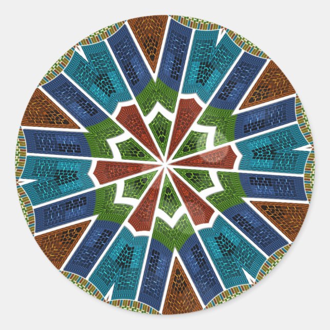 Adesivo Redondo Bela Tendência Têxtil Asiático Design Impressão (Frente)