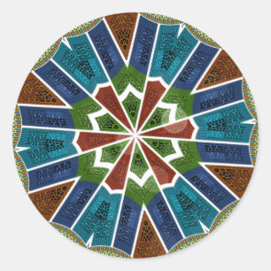 Adesivo Redondo Bela Tendência Têxtil Asiático Design Impressão