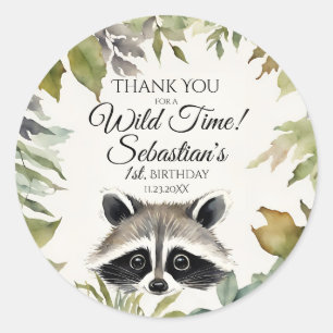 Adesivo Redondo Bela Terra do Raccoon Obrigado Aniversário