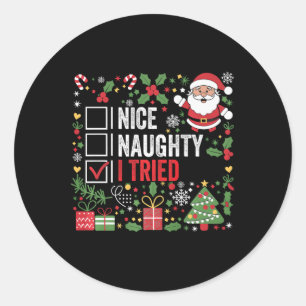 Adesivo Redondo Bela travessura, Eu Tentei Feliz Natal Papai Noel