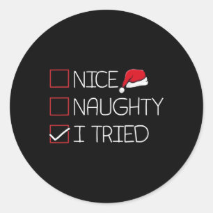 Adesivo Redondo Bela travessura Eu Tentei Natal Pajama Engraçado H