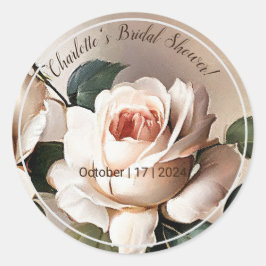 Adesivo Redondo Bela Vela de Chuva de Noiva Bege Rosa Óleo