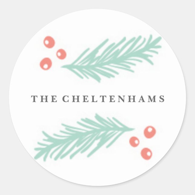 Adesivo Redondo Bela Vinheta de Quadro de Inverno (Frente)