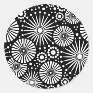 Adesivo Redondo Bela vinheta preto e branco