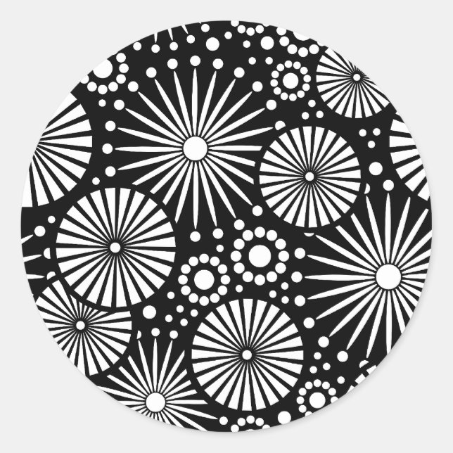 Adesivo Redondo Bela vinheta preto e branco (Frente)