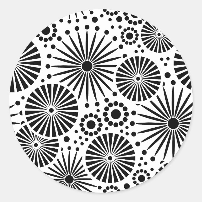 Adesivo Redondo Bela vinheta preto e branco (Frente)