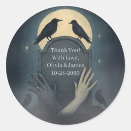 Adesivo Redondo Bela Zombie Moonlit Gothic Wedkers