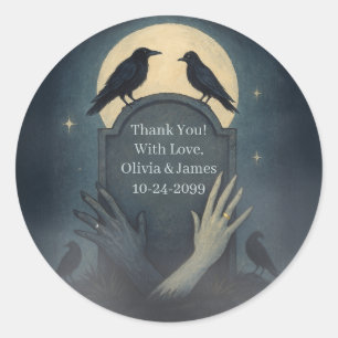 Adesivo Redondo Bela Zombie Moonlit Gothic Wedkers