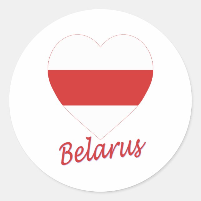 Adesivo Redondo Belarus (tradicional) Flag Heart (Frente)