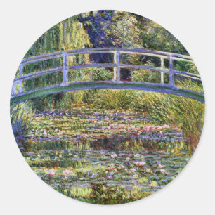 Adesivo Redondo Belas artes japonesas de Monet da ponte