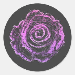 Adesivo Redondo belas pétalas rosa esboçando a arte da linha