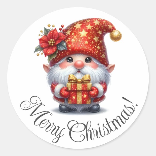 Adesivo Redondo Belas vinhetas de Natal alegres (Frente)