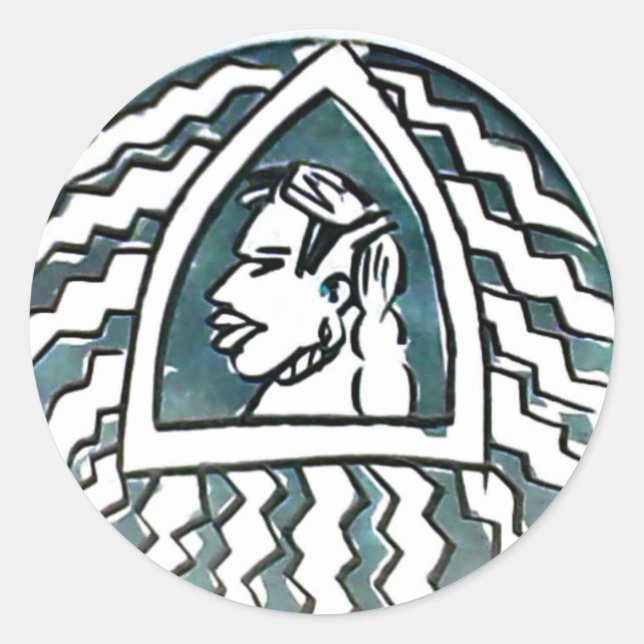 Adesivo Redondo Beleza Africana Bongo Maasai Retrato Arte Tribal (Frente)