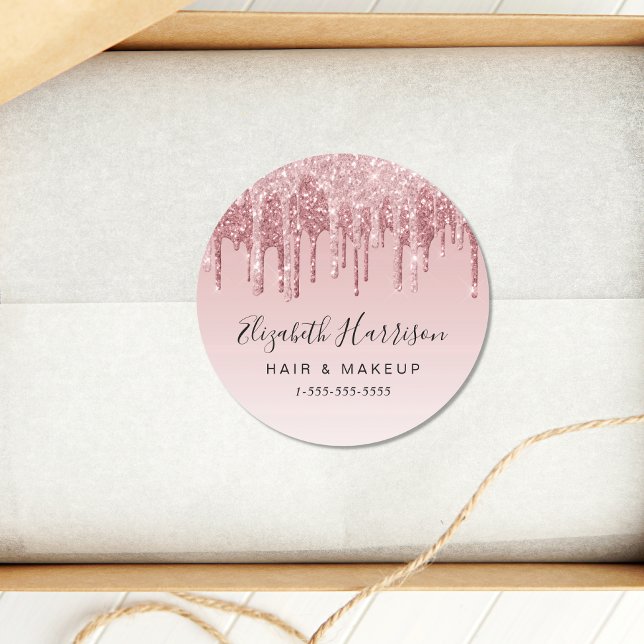 Adesivo Redondo Beleza brilhante rosa-Dourada rosa (Criador carregado)