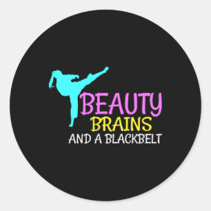 Adesivo Redondo Beleza Crença Negra Belt Karate Artes Marciais Pre