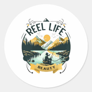 Adesivo Redondo Beleza da Vida Real Pescador Enigmático Roupas Div