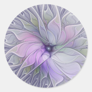 Adesivo Redondo Beleza Deslumbrante Arte Fractal Abstrata Moderna 