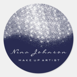 Adesivo Redondo Beleza do artista Marinho Cinza Silver Glitter Mak