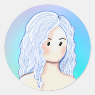 Adesivo Redondo Beleza do Cabelo de Prata