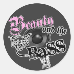 Adesivo Redondo Beleza e o logotipo baixo baixo da música das