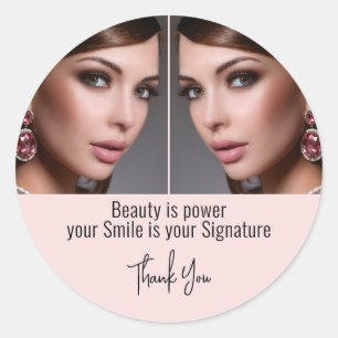 Adesivo Redondo Beleza É Poder Espelho Foto Maquiagem Obrigado
